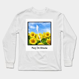 Pray For Ukraine - Sunflower For Ukraine - Vintage Photo Sunflower Field Long Sleeve T-Shirt